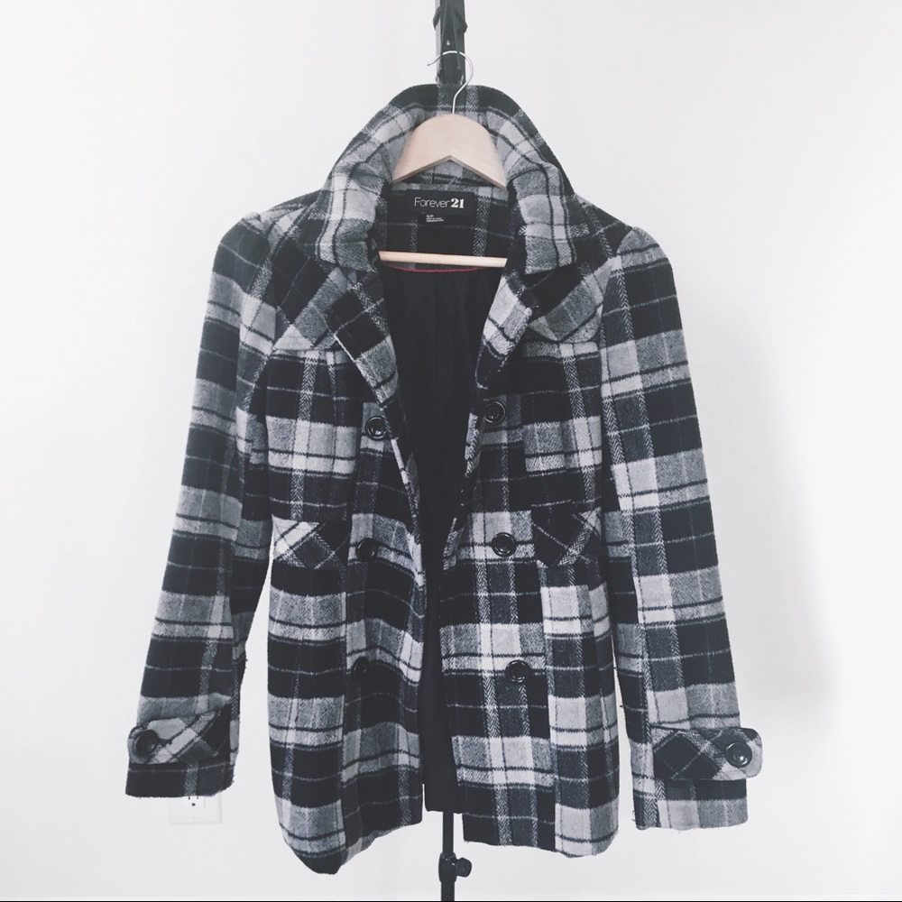 Checkered Pea Coat